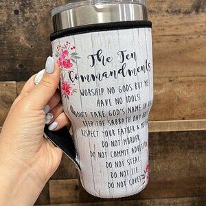 Ten Commandments Tumbler Sleeve with Handle